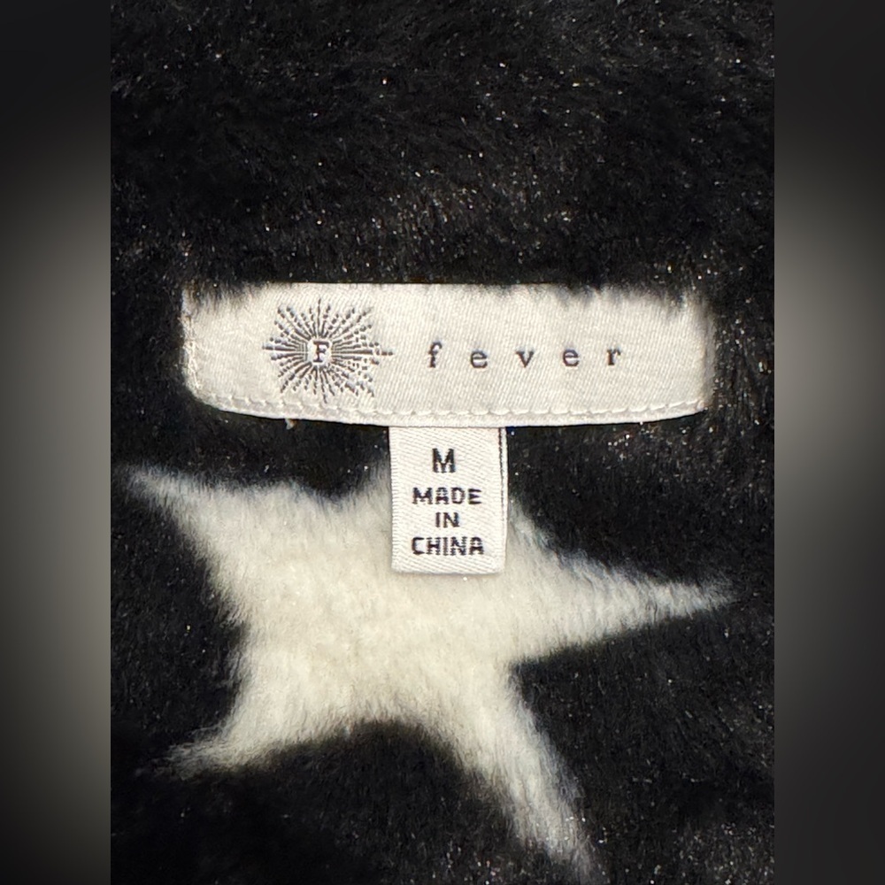 Fever Women’s Star-Print Faux-Fur Coat Oversized Size M - Picture 8 of 9